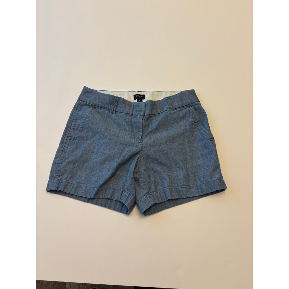 J.Crew Womens Size 2 Blue Chambray Shorts 100% Cotton Casual Preppy